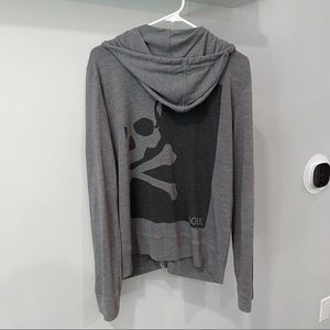 SoulCycle skull gray and black zip-up sweatshirt